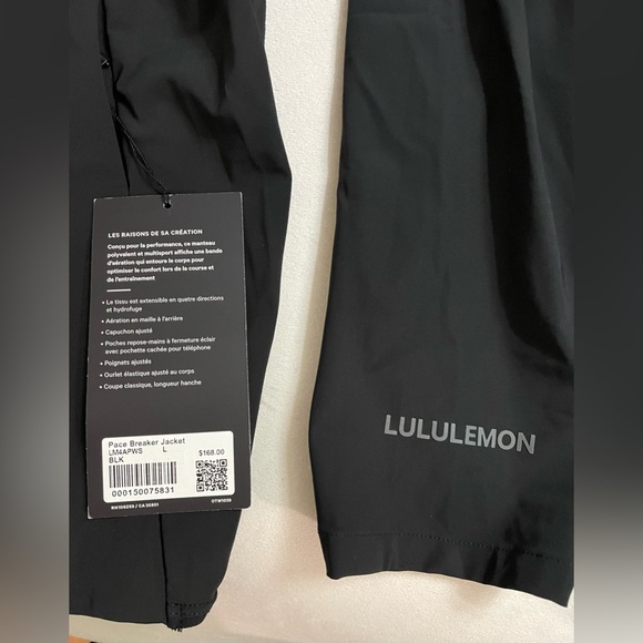 Lululemon NWT Men’s Pace Breaker Hoodie Jacket Full Zip Water Repellent Black L - Picture 11 of 16